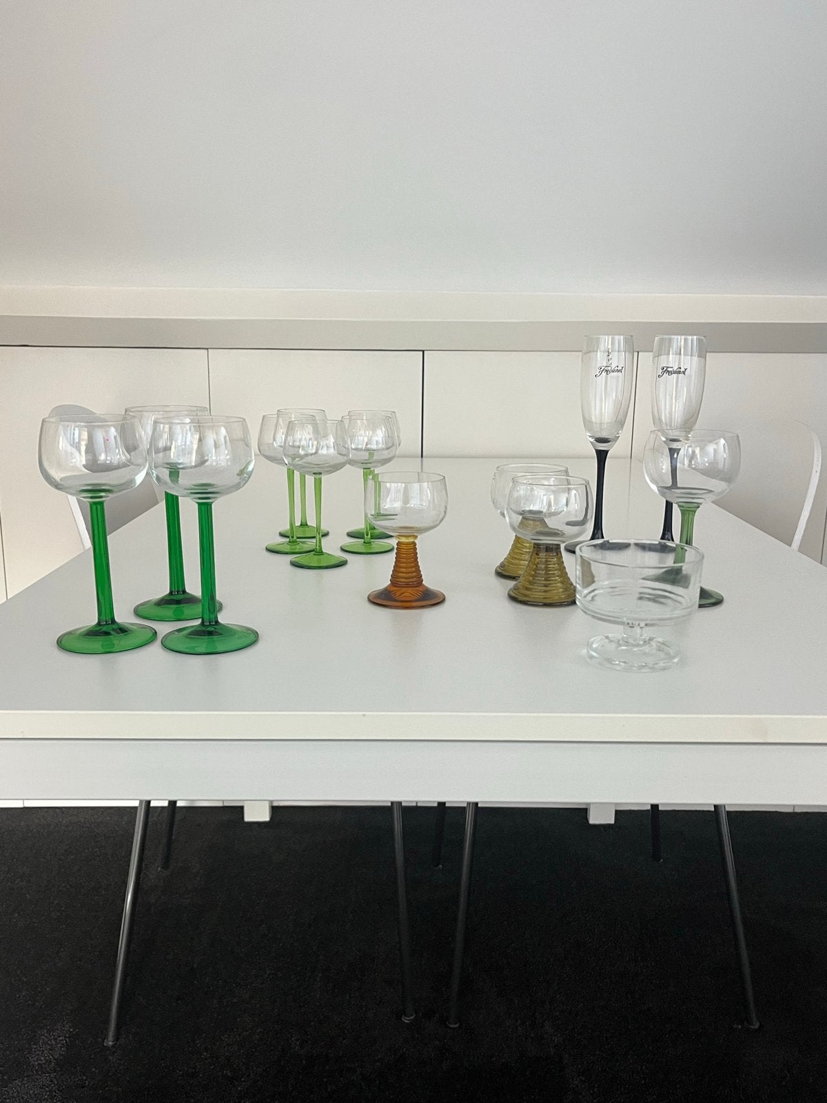 Diverse set glazen - wijnglazen, champagneglazen, Antiek en Kunst, Ophalen of Verzenden
