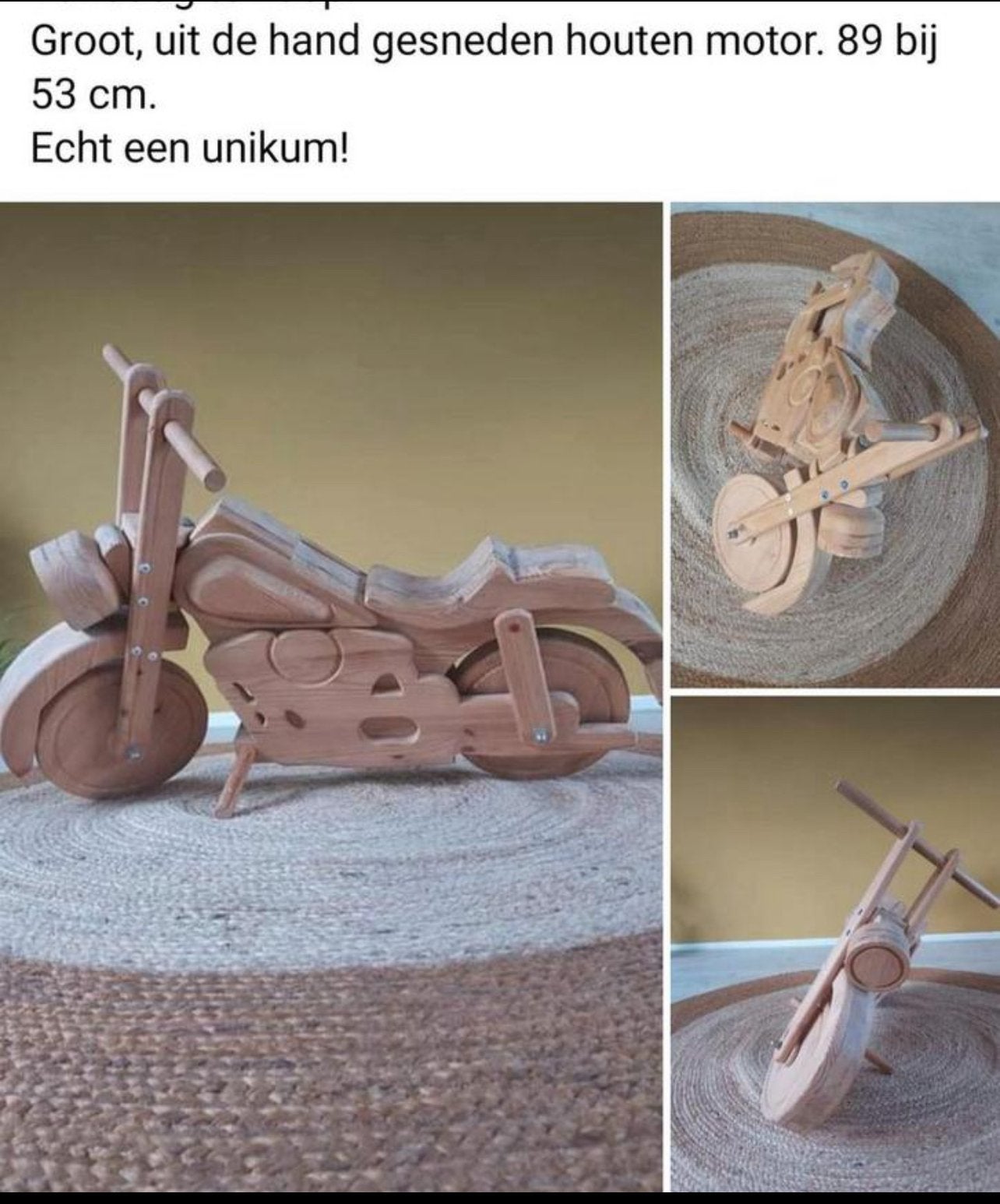 Unieke handgesneden houten motor - 89x53 cm, Ophalen