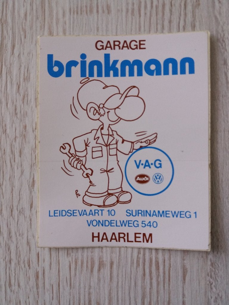 sticker GARAGE brinkman te Haarlem, Ophalen of Verzenden, Zo goed als nieuw, Auto of Motor