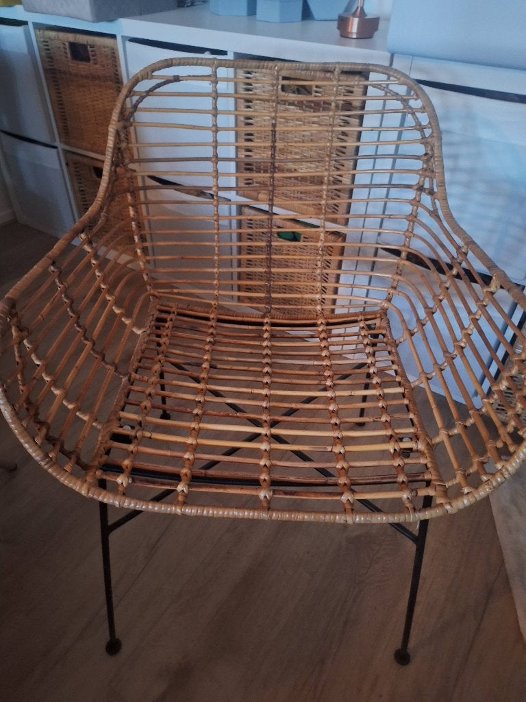Rotan kuipstoel, Ophalen, Gebruikt, Bruin, Riet of Rotan