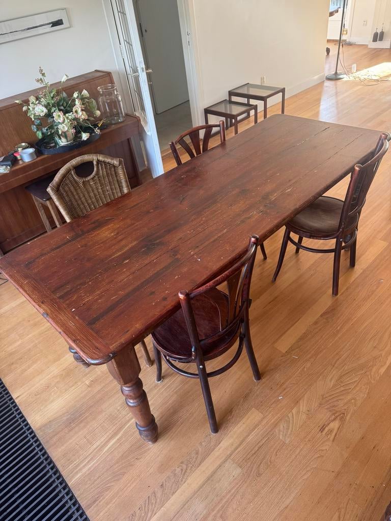 Houten eettafel, Huis en Inrichting, Tafels | Eettafels, Gebruikt, 50 tot 100 cm, 150 tot 200 cm, Vier personen, Rechthoekig, Overige houtsoorten
