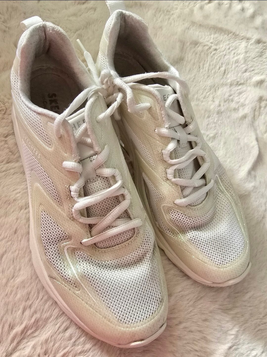 skechers white glitter orgine €85, Verzenden, Zo goed als nieuw, Wit, Sneakers of Gympen