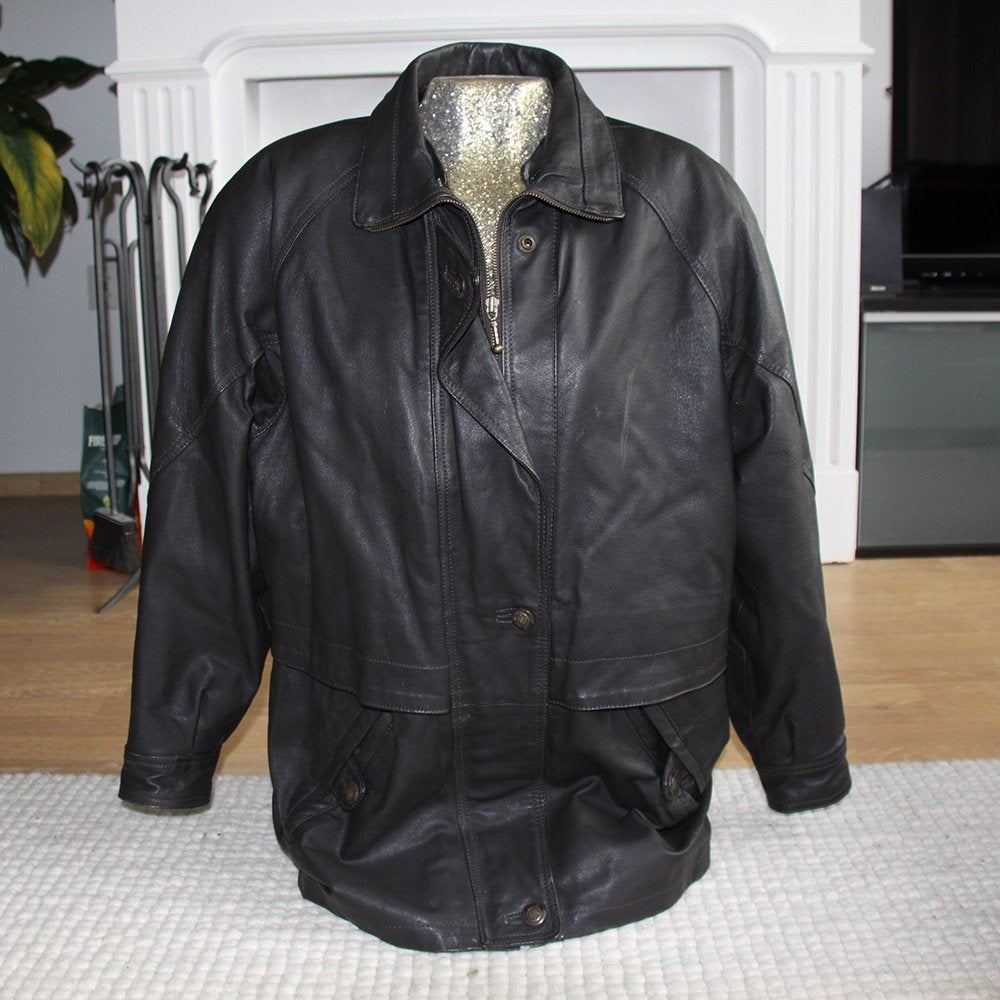 Mooie Leren Donna Jas (L) € 45,-, Zwart, Maat 42/44 (L), Ophalen of Verzenden, Zo goed als nieuw