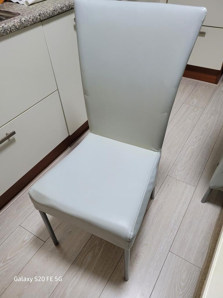 Tafel 160 cm met 6 stoelen leer, Huis en Inrichting, Stoelen, Ophalen of Verzenden, Gebruikt, Leer
