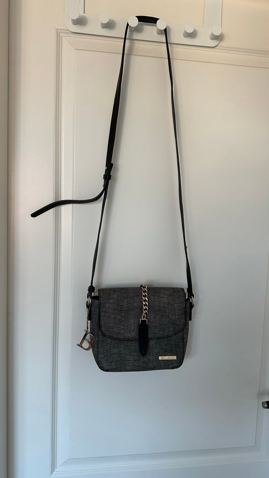 Bulaggi handtas met croco-print en goudkleurige details, Ophalen of Verzenden, Zo goed als nieuw, Grijs, Handtas