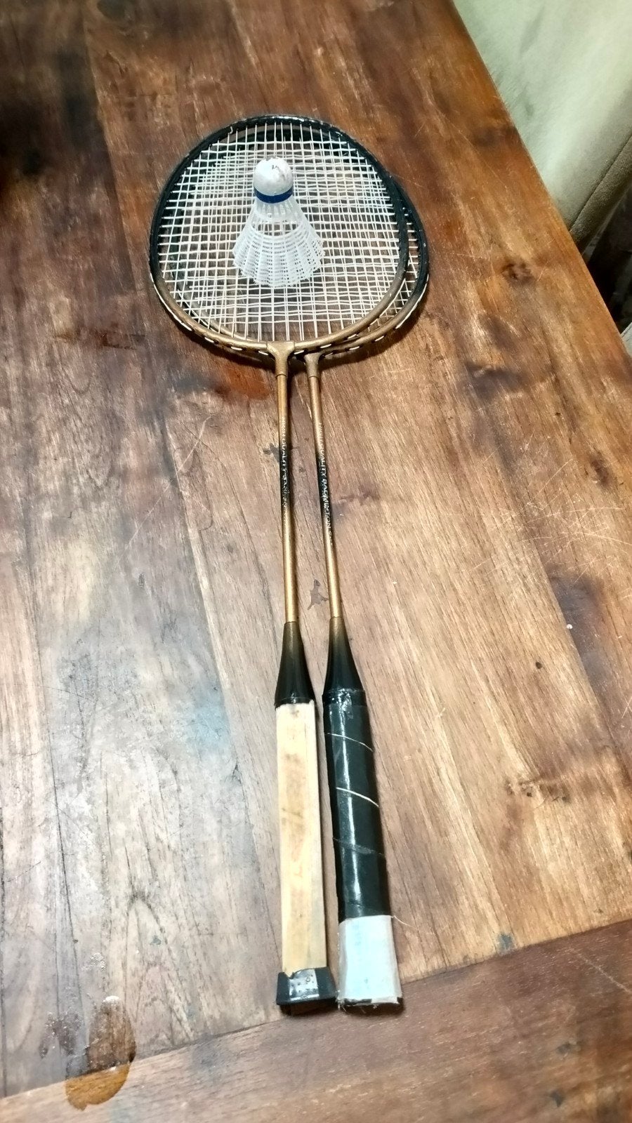 Vintage badminton rackets met shuttle, Sport en Fitness, Badminton, Ophalen of Verzenden