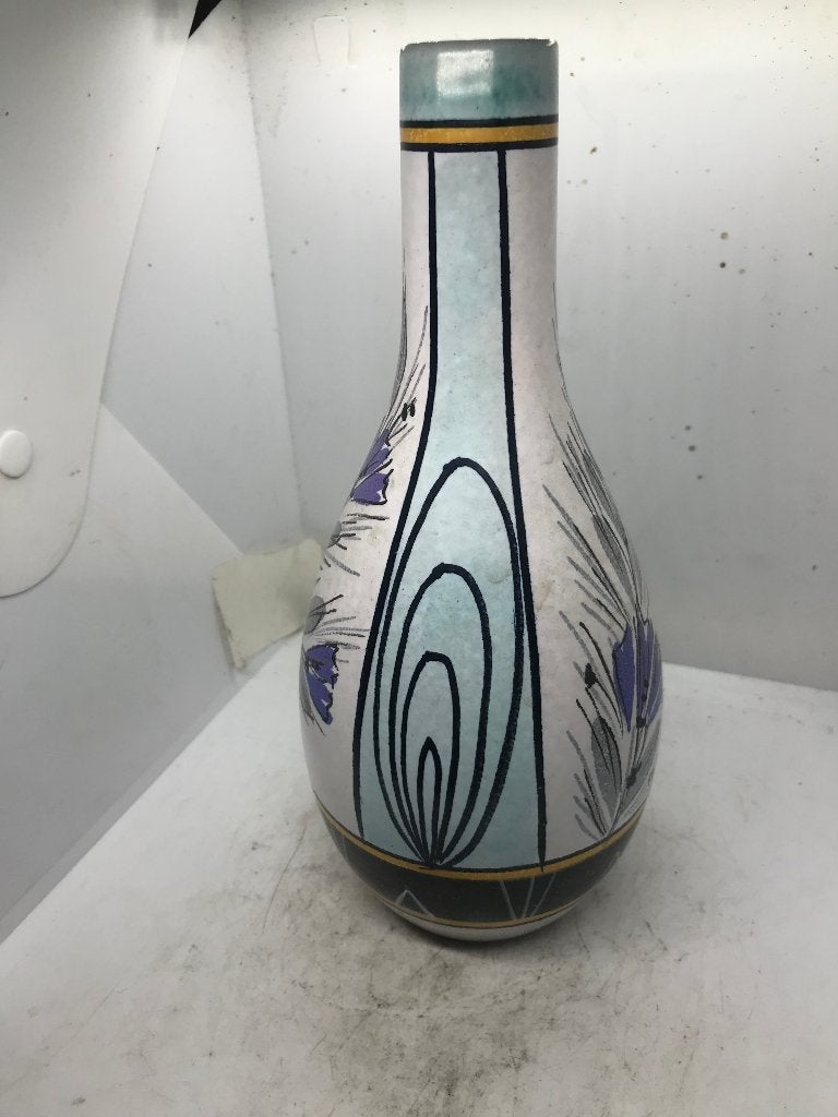 gouda plateel flora vaas mid century design, Antiek en Kunst, Antiek | Keramiek en Aardewerk, Ophalen of Verzenden