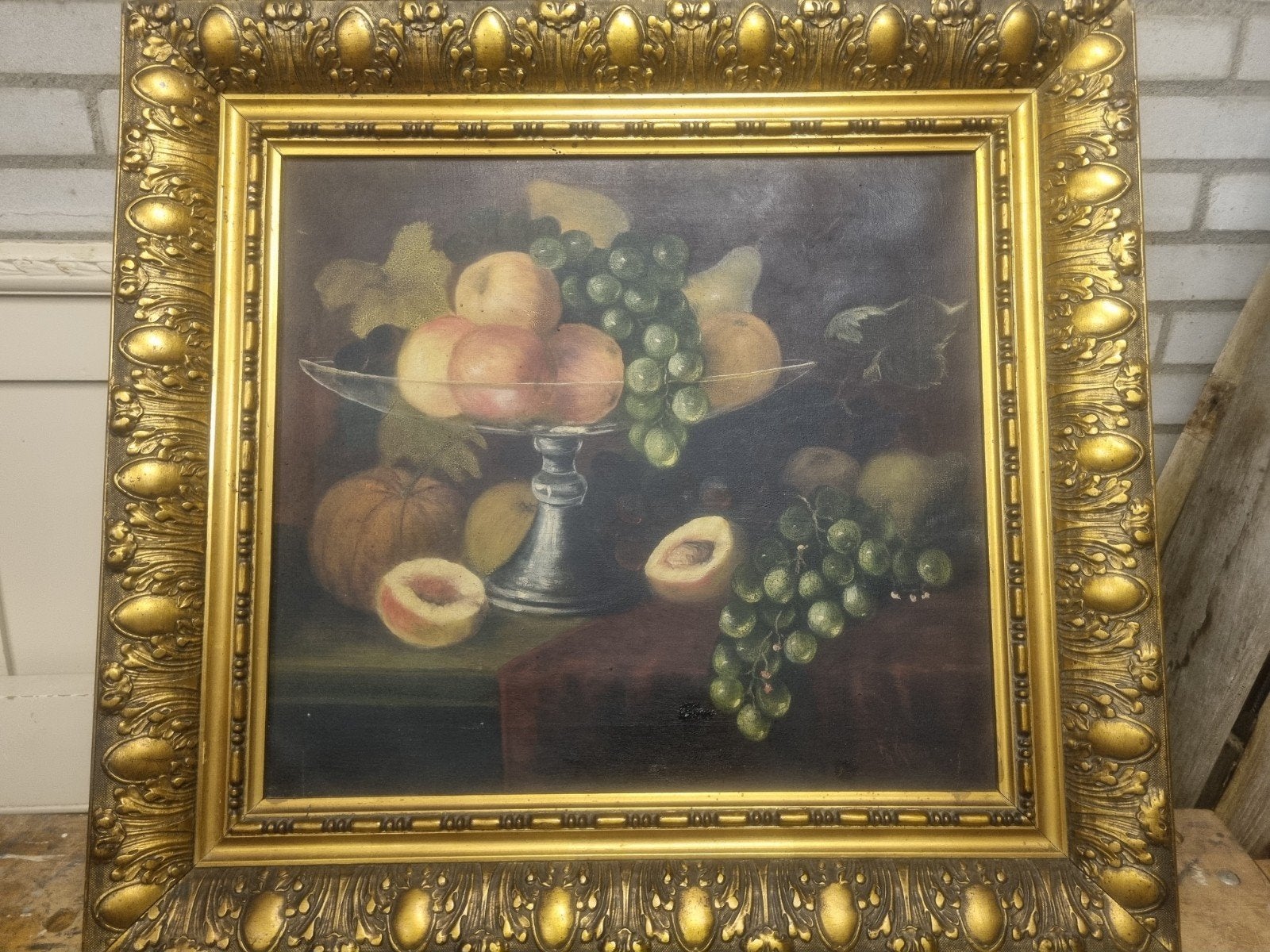 Antiek Olieverf stilleven in gouden lijst, Antiek en Kunst, Ophalen of Verzenden