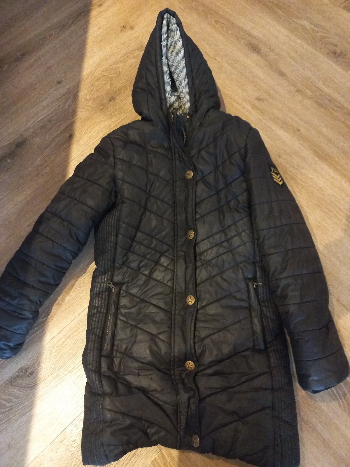 Like Flo winterjas zwart maat 12/152 met capuchon, Kinderen en Baby's, Kinderkleding | Maat 152, Gebruikt, Meisje, Ophalen of Verzenden