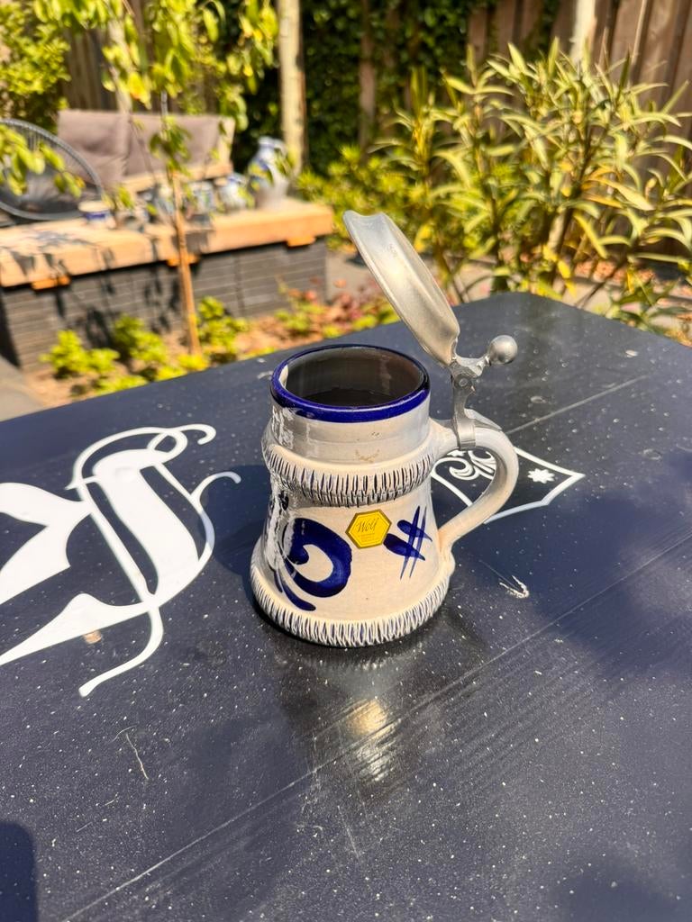 Keulse Bierpul met tinnen deksel!, Antiek en Kunst, Antiek | Keramiek en Aardewerk, Ophalen