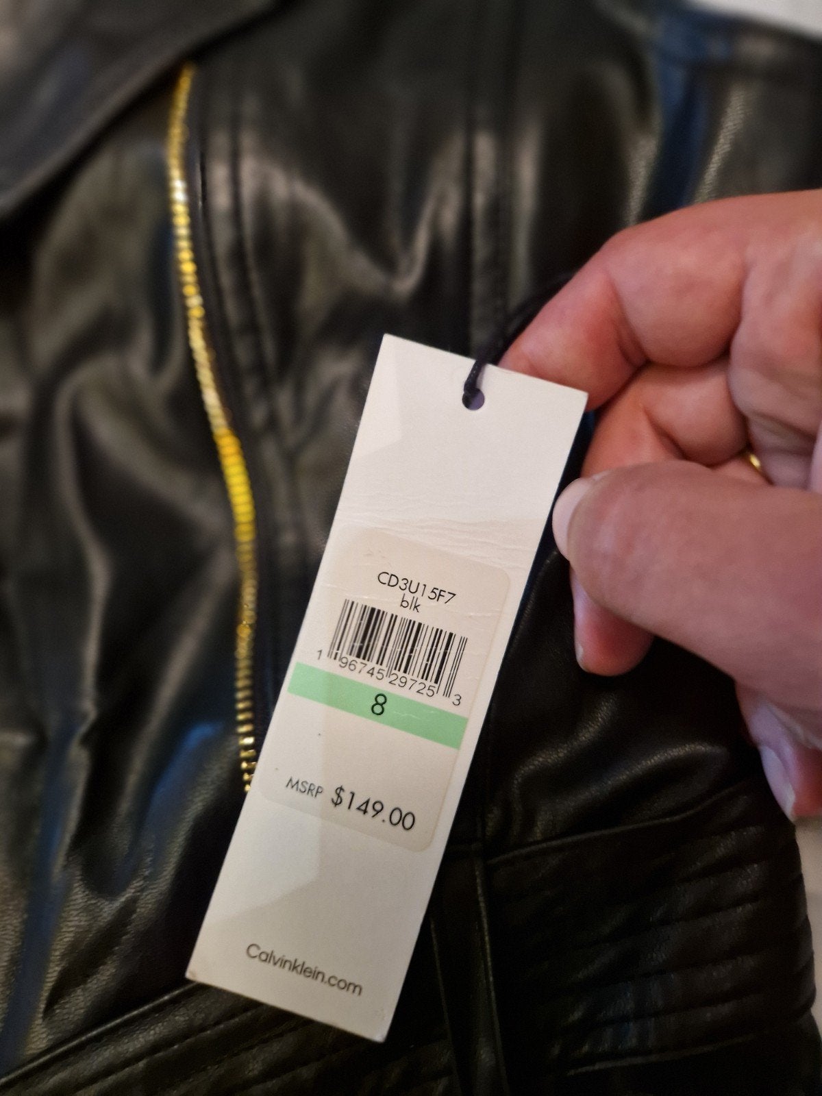 Calvin Klein Zwarte Faux sexy Leren Jurk met Gouden Ritsen, Kleding | Dames, Maat 38/40 (M), Zwart, Nieuw, Ophalen of Verzenden