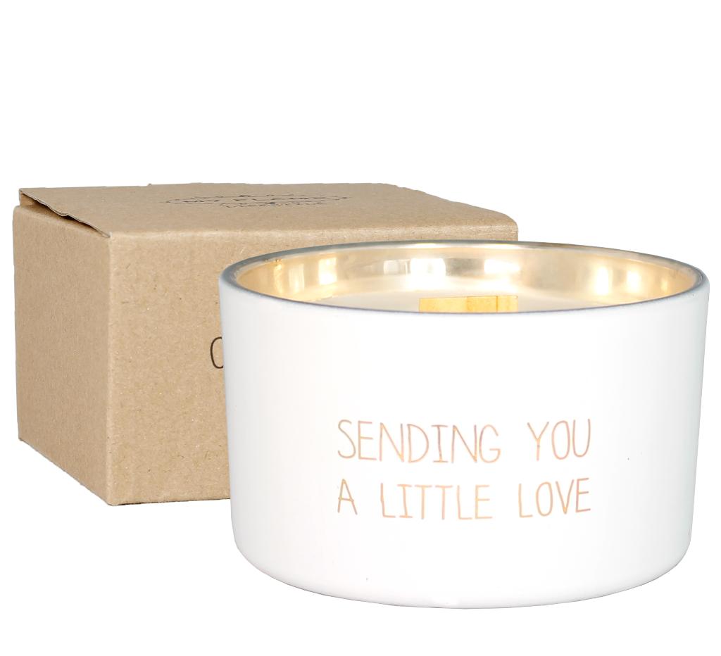 Biologische soja kaars met tekst "sending you a little love", Overige materialen, -, Wit, -