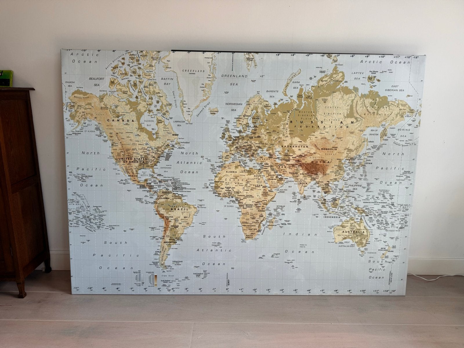 IKEA Grote wereldkaart wanddecoratie - Canvas, Ophalen, Schilderij, Meerkleurig, Textiel