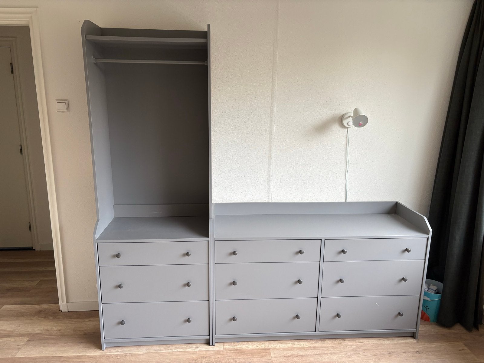 IKEA HAUGA kastenset grijs - kledingkast en ladekast, Ophalen, Overige materialen, Gebruikt, Met lade(s)