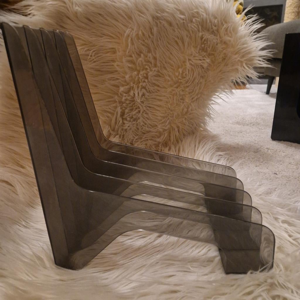 Vintage Rookkleurige Acryl lp rek, Ophalen of Verzenden, Gebruikt, Cd's