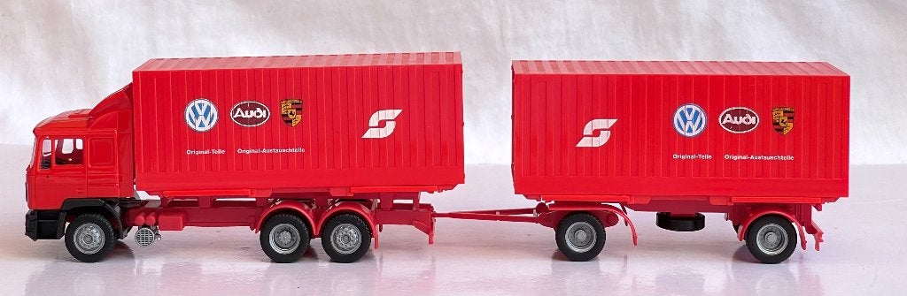 Herpa: MAN F90 met 2 afzetbakken van de ÖBB, Overige merken, Gelijkstroom of Wisselstroom, Wagon, Ophalen of Verzenden