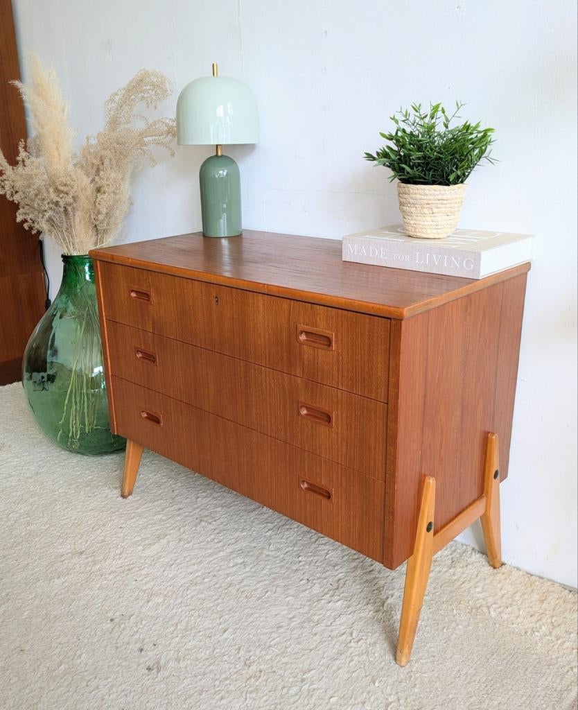 Scandinavisch vintage ladekastje dressoir, Ophalen, Gebruikt, ., 50 tot 100 cm