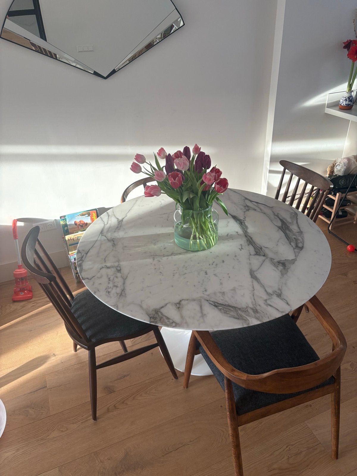 Knoll Studio Tulip Tafel - Marmeren Blad 120 cm, Ophalen, Overige materialen, 100 tot 150 cm, Rond