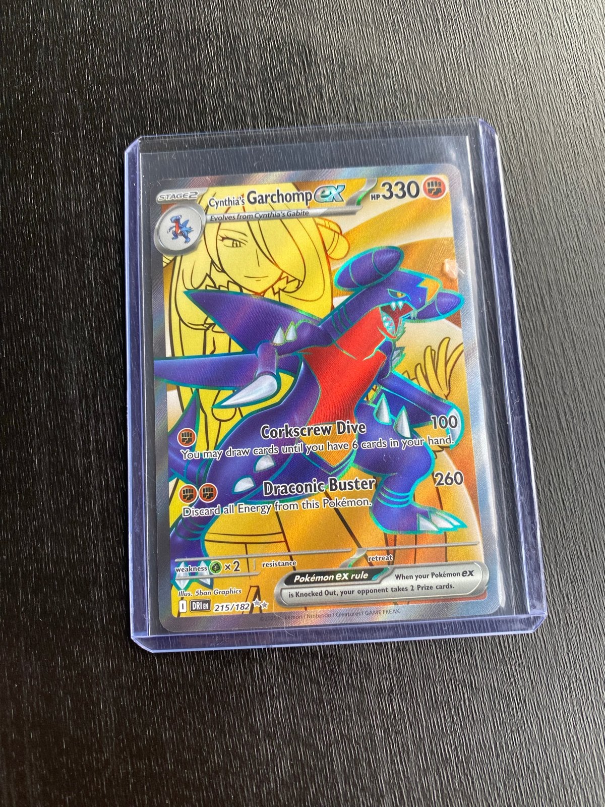 Cynthia's Garchomp EX Pokémon Kaart 215/182, Ophalen, Zo goed als nieuw, Losse kaart, Foil