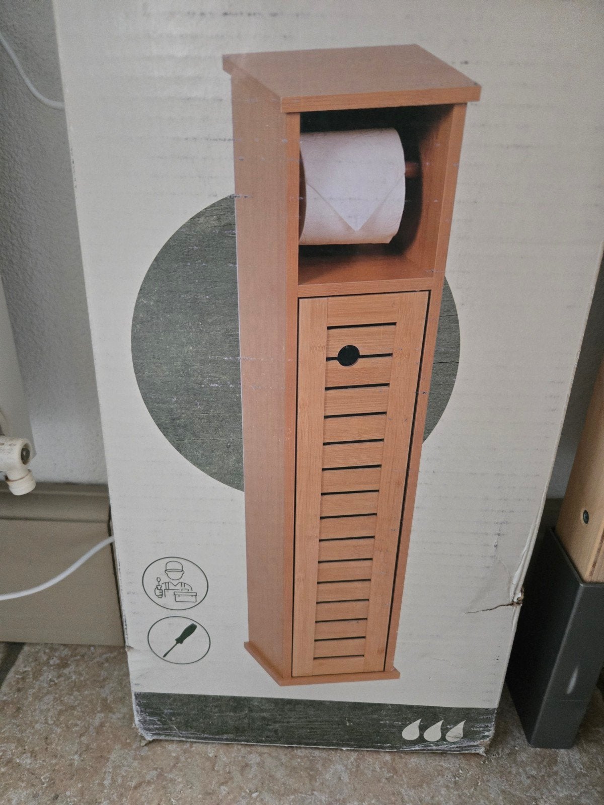 Nieuwe bamboe toiletrolhouder met opbergkastje, Minder dan 50 cm, Overige typen, Nieuw, Ophalen of Verzenden