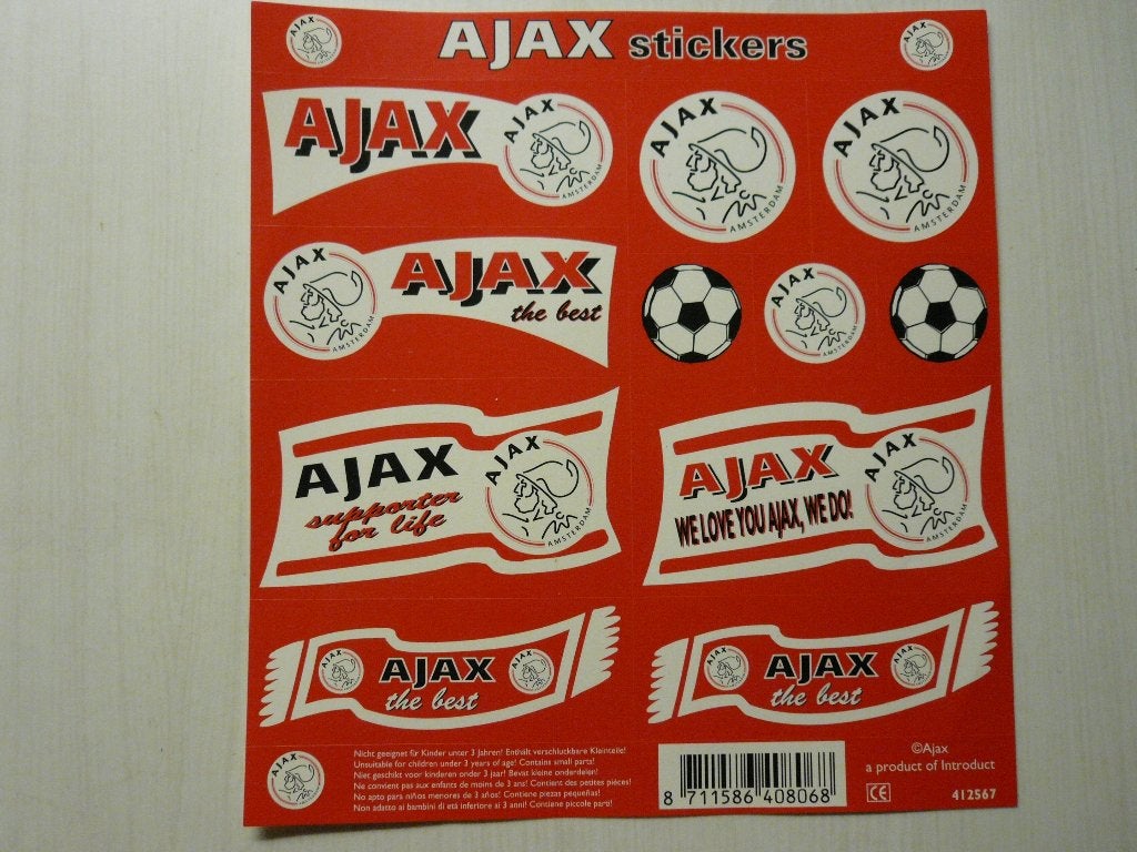 al heel oude AJAX stcker vel van Introva, Verzamelen, Ophalen of Verzenden, Zo goed als nieuw, Ajax, Poster, Plaatje of Sticker