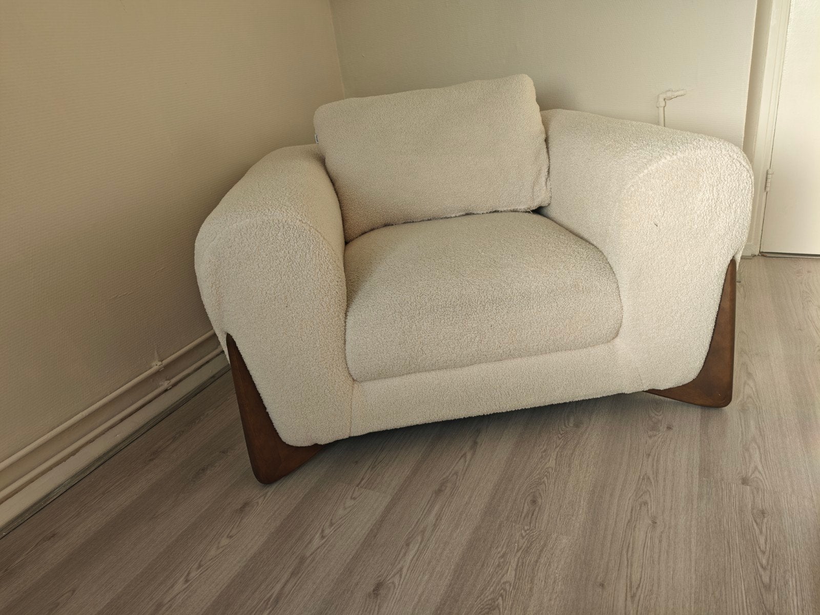 Teddy Fauteuil - Crème Wit, Huis en Inrichting, Fauteuils, Ophalen, Gebruikt, Stof, 75 tot 100 cm