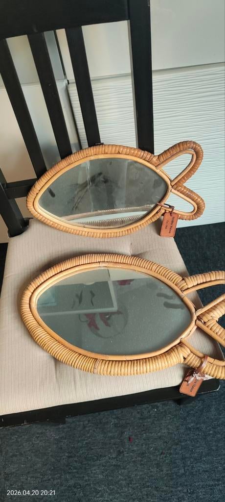 Riviera Maison Spiegels in Visvorm - Rotan, Minder dan 50 cm, Ophalen of Verzenden, Zo goed als nieuw, Minder dan 100 cm