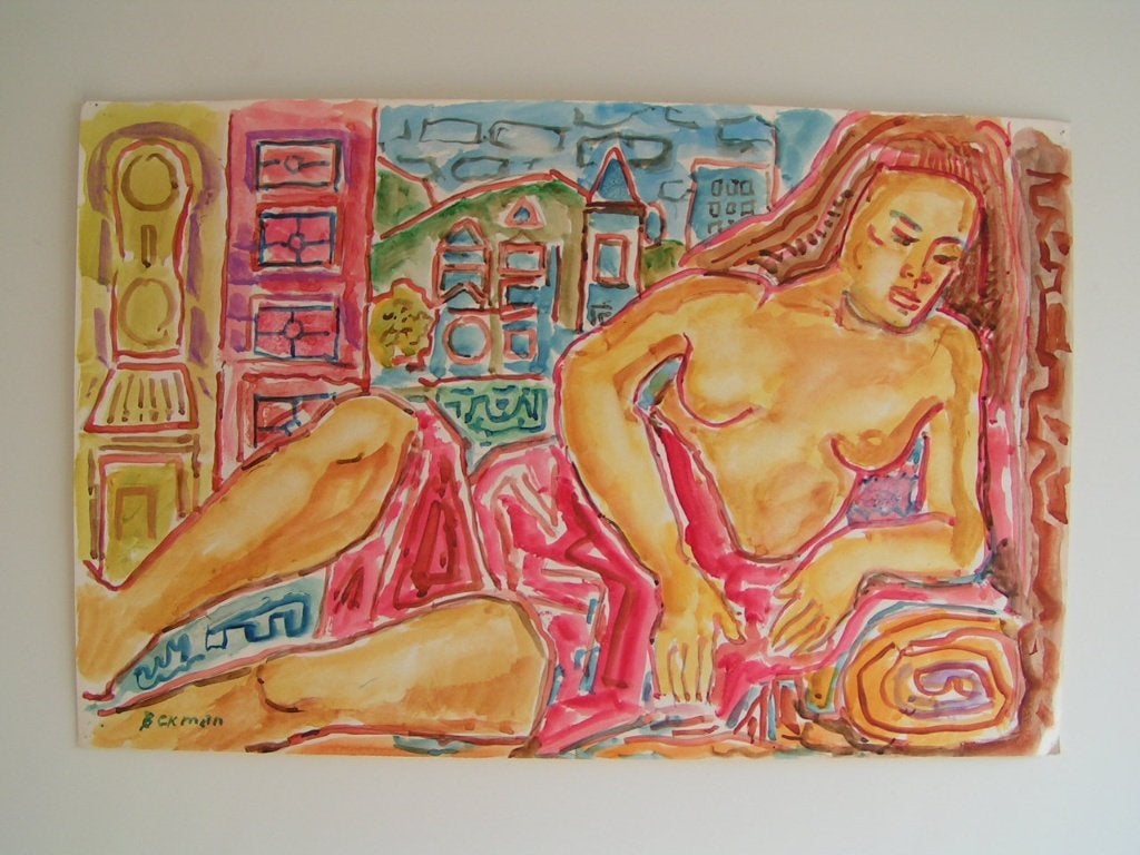 H.Bekman prachtige pose "liggende vrouw" Acrylverf (NHS), Ophalen of Verzenden, Tekening, Aquarel, Handgemaakt