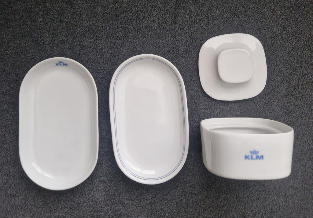 KLM Servies: 2 ovale schaaltjes en 1 schaal met deksel, Ophalen, Zo goed als nieuw, Overige typen