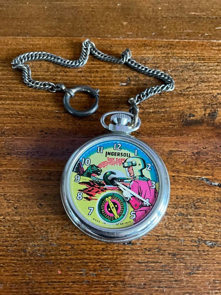 Vintage groot zakhorloge Ingersoll incl doosje Great Britain, Ophalen of Verzenden, Zakhorloge, Overige merken