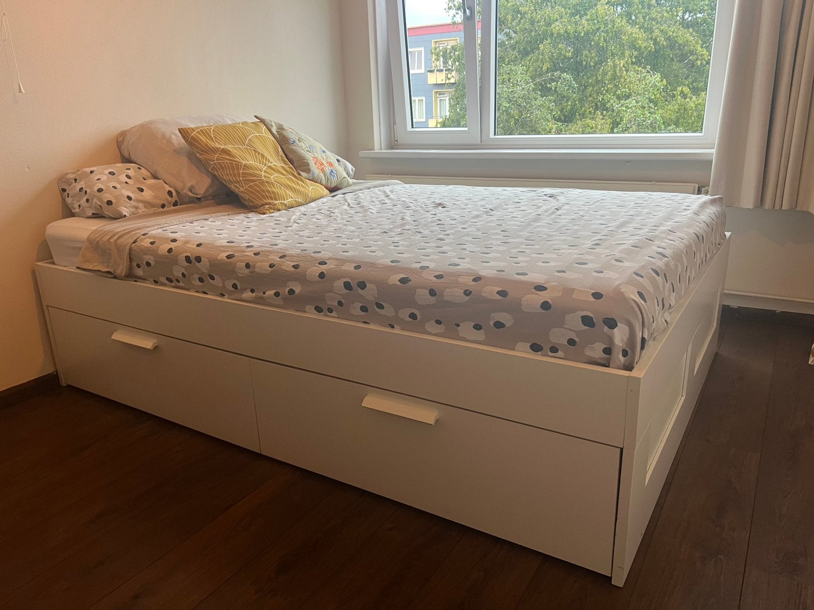 IKEA Brimnes bed 140x200, Ophalen, Gebruikt, Wit, Tweepersoons