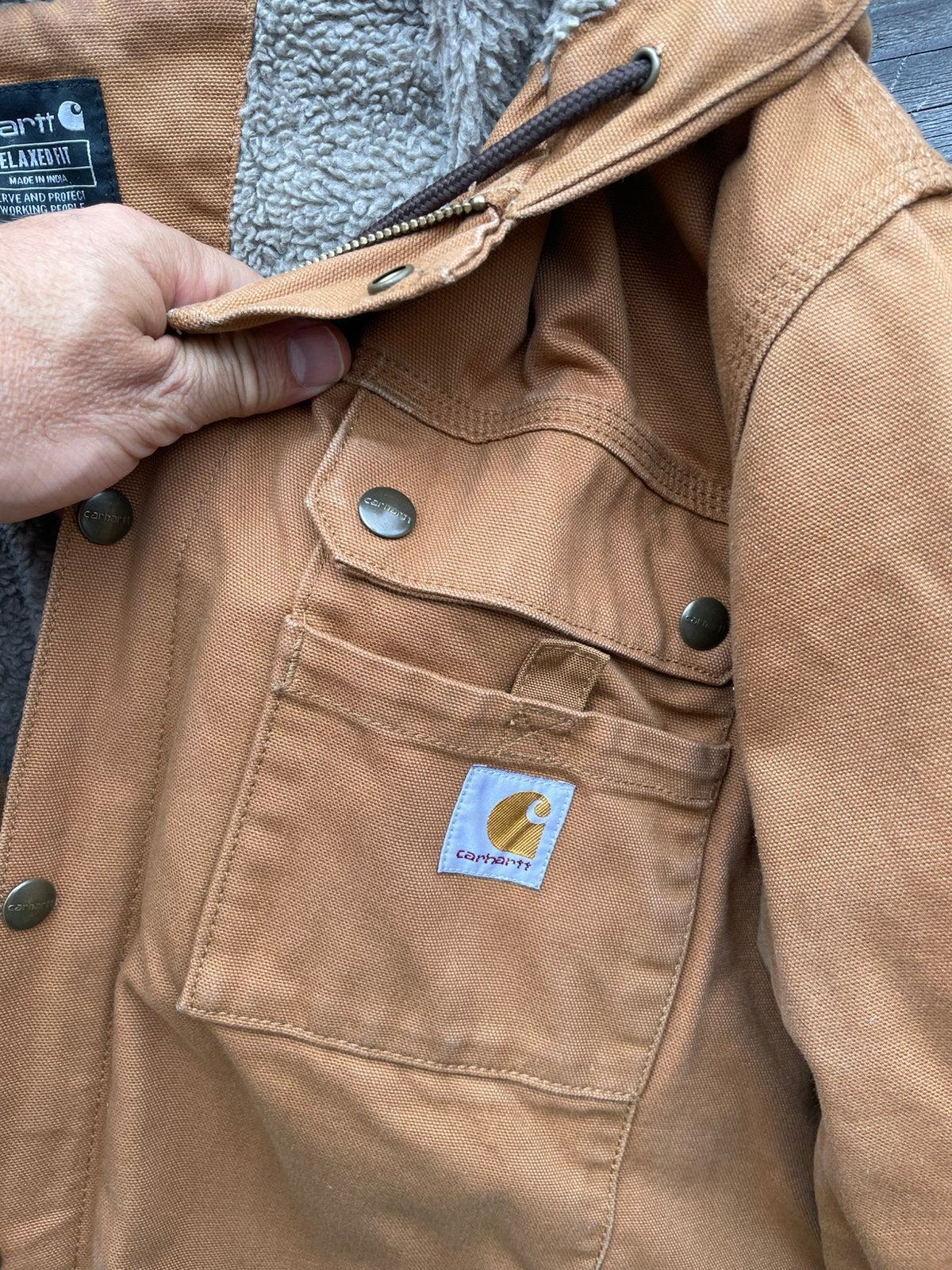Carhartt Bartlett Utility-Jack Van Gewassen Duck-Materiaal, Kleding | Heren, Ophalen of Verzenden, Gedragen, Maat 52/54 (L), Beige