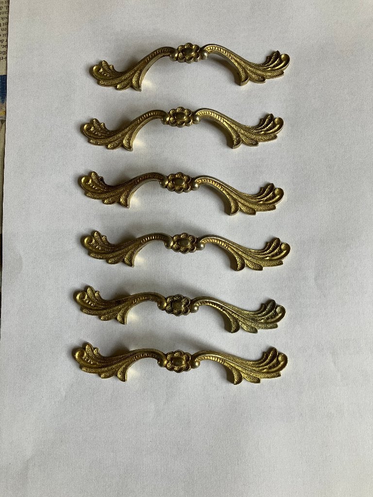 koperen greep messing 6 stuks kast meubel lade, Antiek en Kunst, Ophalen of Verzenden