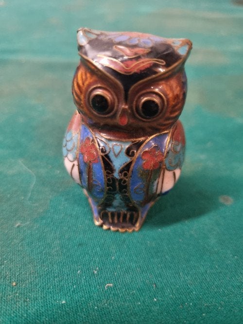 beeld uiltje vintage cloisonne emaille, Verzamelen, Ophalen of Verzenden