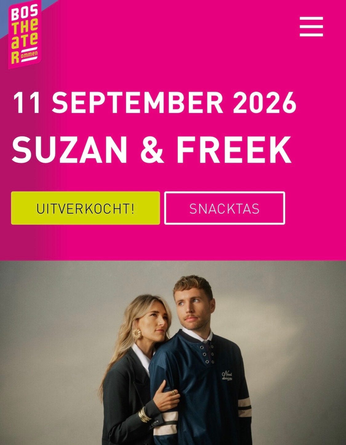 Gezocht: 4 kaartjes suzan en freek 11 sept bostheater ommen, Tickets en Kaartjes, Drie personen of meer, September