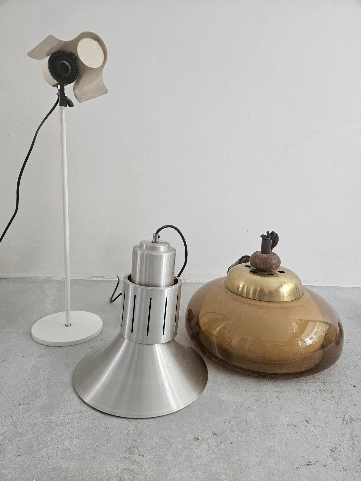 Vintage lampen jaren '70 oa Herda space age lamp, Ophalen, Gebruikt, Hout, Vintage