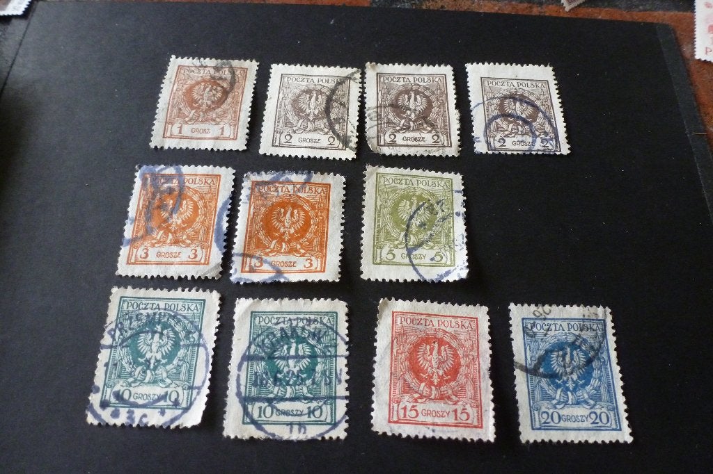 Polen - 11 oude  adelaar 1,2,3,5,10,15 en 20 groszy 1924, Ophalen of Verzenden, Polen, Gestempeld