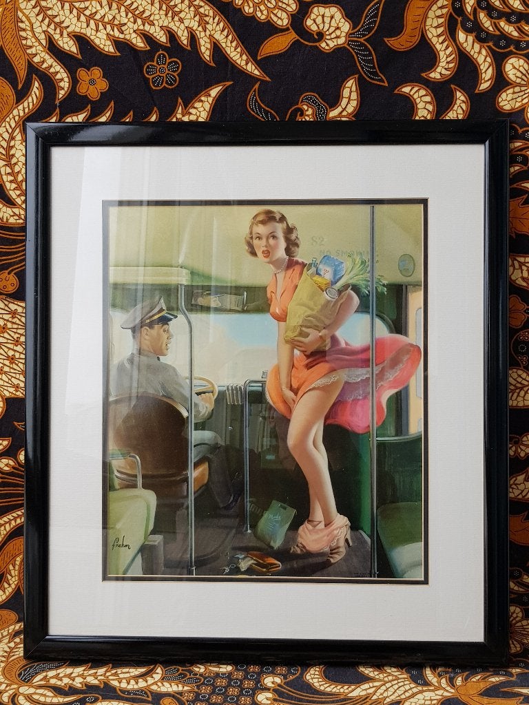 Oude vintage licht erotische litho uit Engeland 50,5 cm., Antiek en Kunst, Kunst | Litho's en Zeefdrukken, Met glas, Ophalen of Verzenden