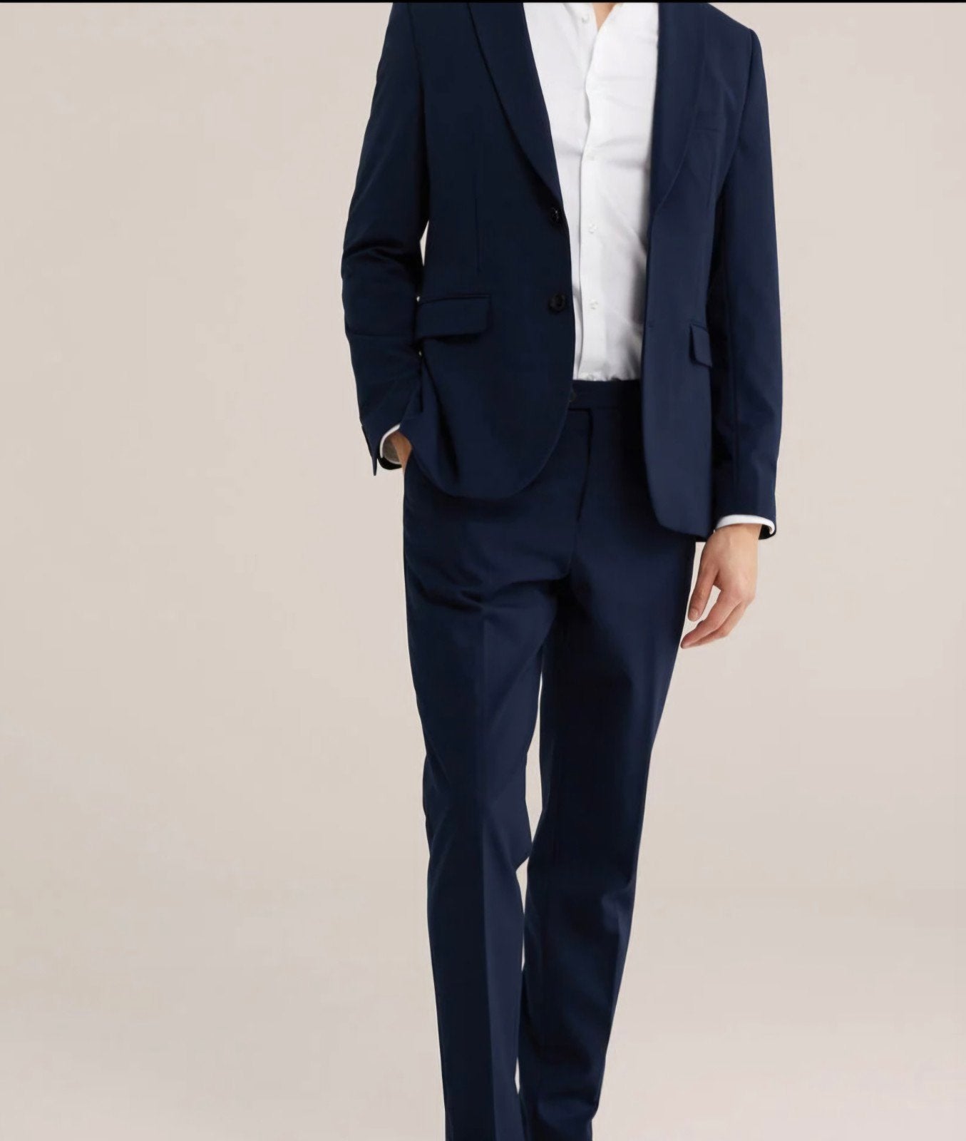 Kostuum blauw slim fit maat 46 WE fashion, Kleding | Heren, Kostuums en Colberts, Ophalen, Blauw, Zo goed als nieuw, WE Fashion