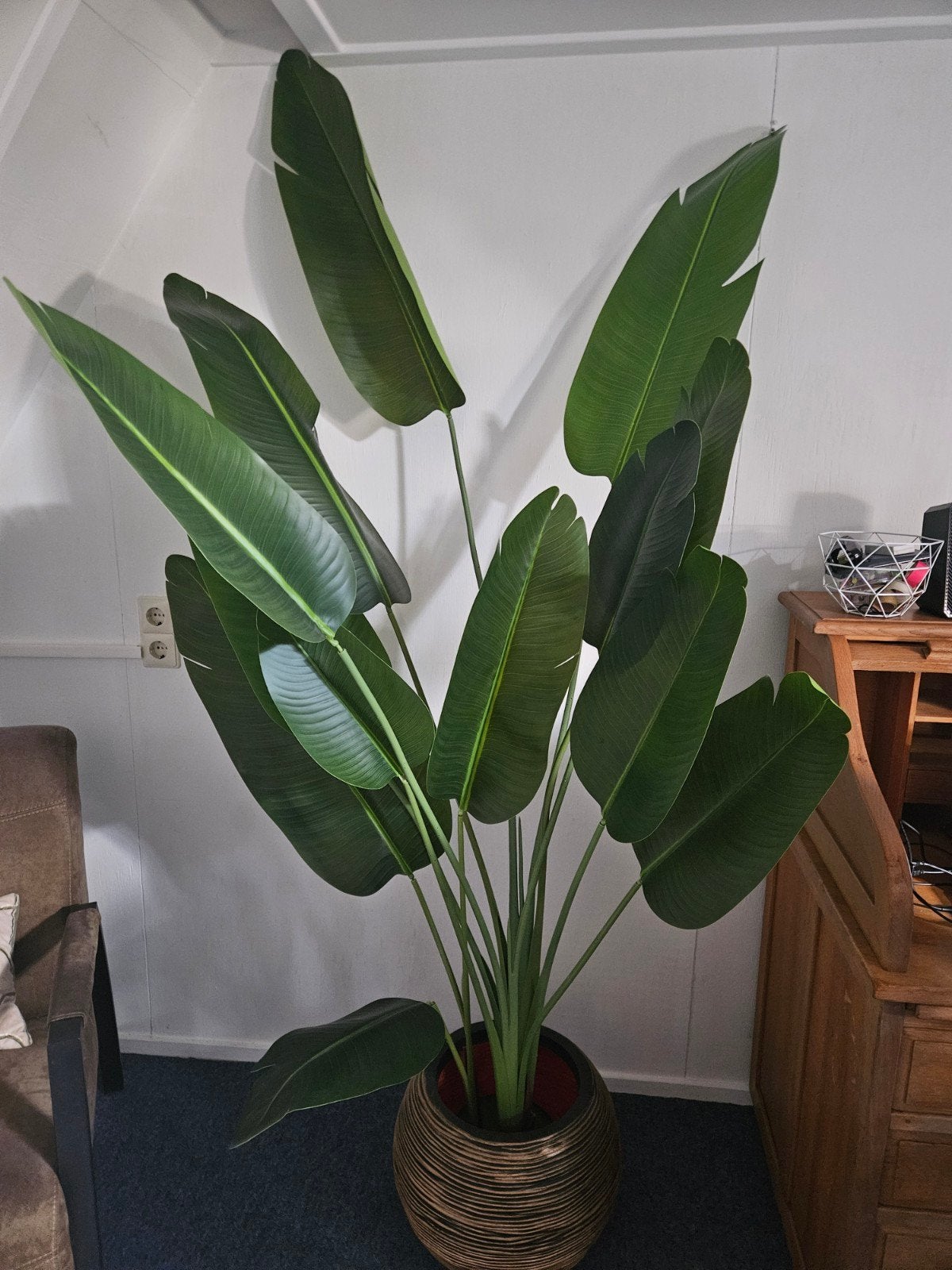 Grote kunstplant Strelitzia in pot - 180 cm, Ophalen, Binnen, Groen, Onderhoudsvrij