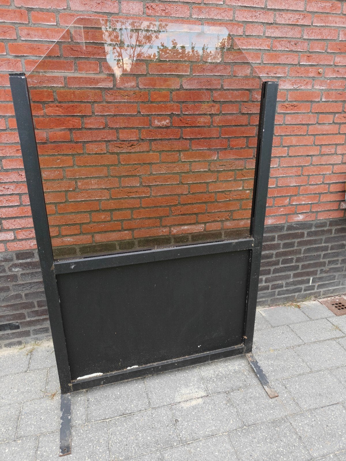 Glazen afscheiding, windscherm met stoer frame! 164x102,5 cm, Tuin en Terras, Ophalen, Gebruikt, 100 tot 150 cm, Glas