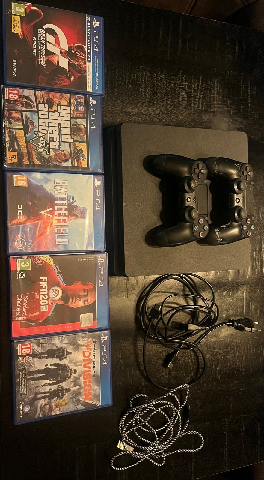 PlayStation 4 Slim met 2 controllers en 5 games, Ophalen, Met 2 controllers, Slim, 500 GB