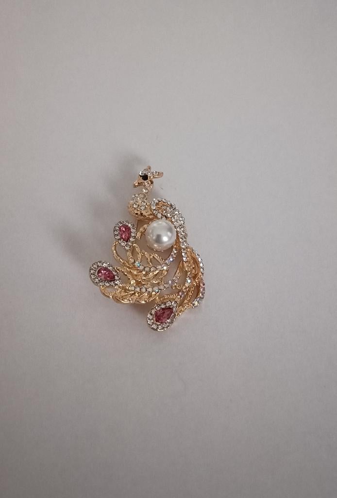 Pauw broche, Overige materialen, 4 tot 7 cm, Overige kleuren, Nieuw