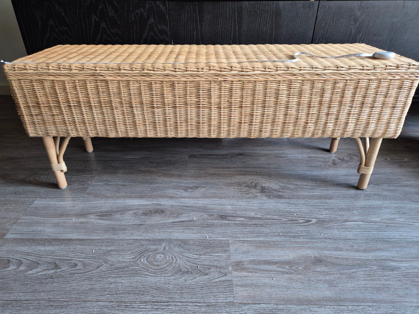Ikea Rotan/rieten bankje  met opbergruimte, Ophalen, Gebruikt