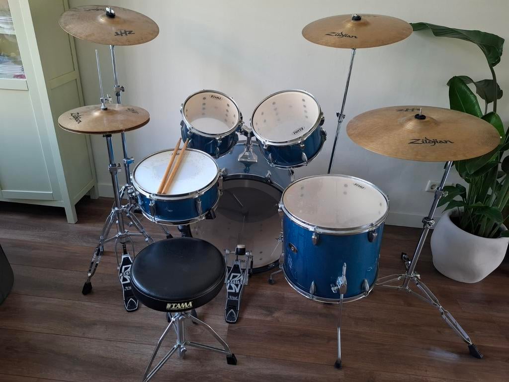 Tama Imperial Star Sea Blue Mist drumstel incl. Bekkens, Ophalen, Gebruikt, Tama