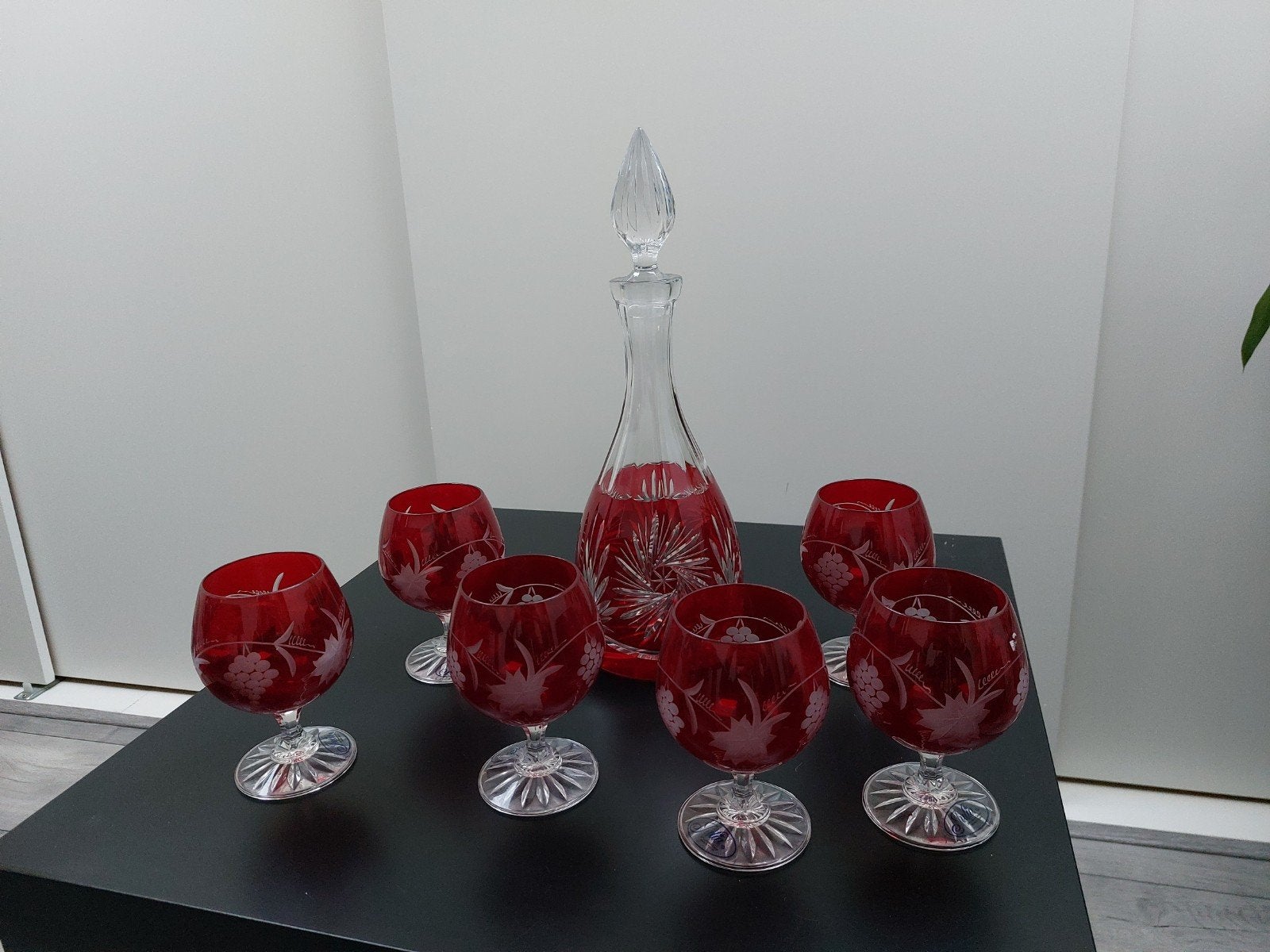 Kristallen karaf met 6 bijbehorende glazen, Ophalen of Verzenden, Nieuw, Kristal