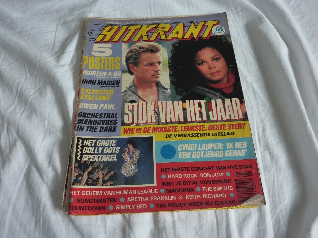 HITKRANT NR 44 1986-DOLLY DOTS-MADONNA-C LAUPER-A FRANKLIN, Verzenden, 1980 tot heden, Tijdschrift