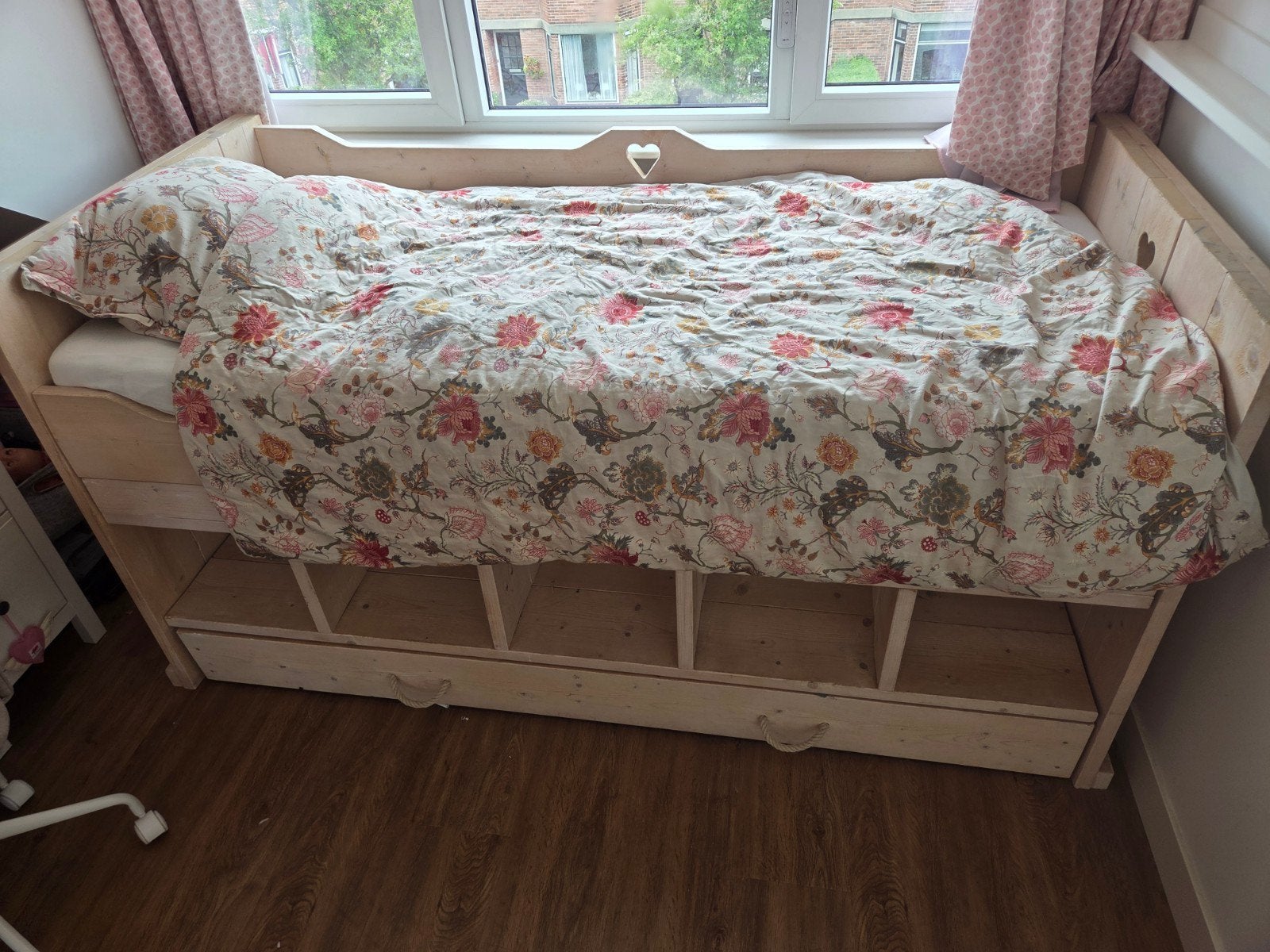steigerhouten kajuitbed, Huis en Inrichting, Slaapkamer | Bedden, Ophalen, Gebruikt, 90 cm, Landelijk, Speels