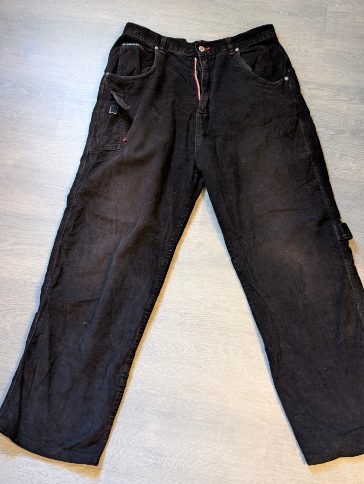 Vintage Overzeas Baggy Broek Zwart Corduroy Maat L, Zwart, Overige maten, Ophalen of Verzenden, Overzeas