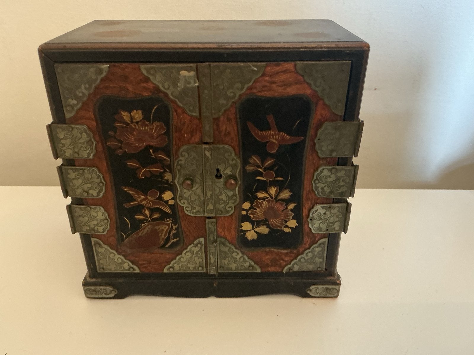 Antieke Chinese Juwelenkist met Lade en Handgeschilderde Dec, Ophalen of Verzenden
